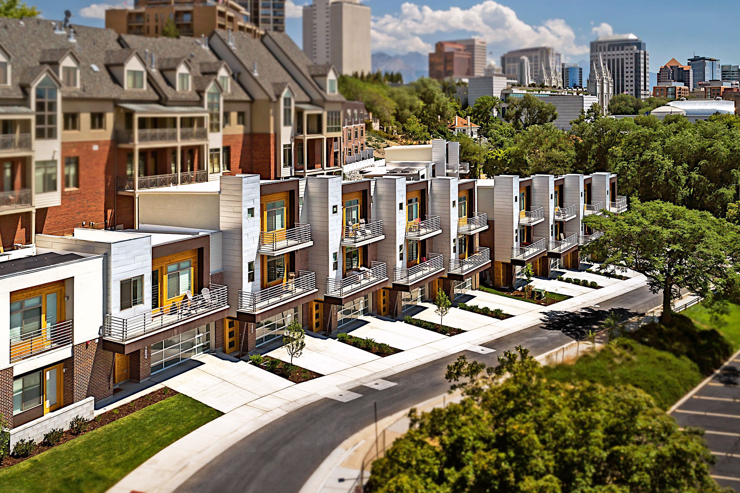 Almond Street Residences - Salt Lake City, Utah. Aerial Photography by Alan Blakely. 